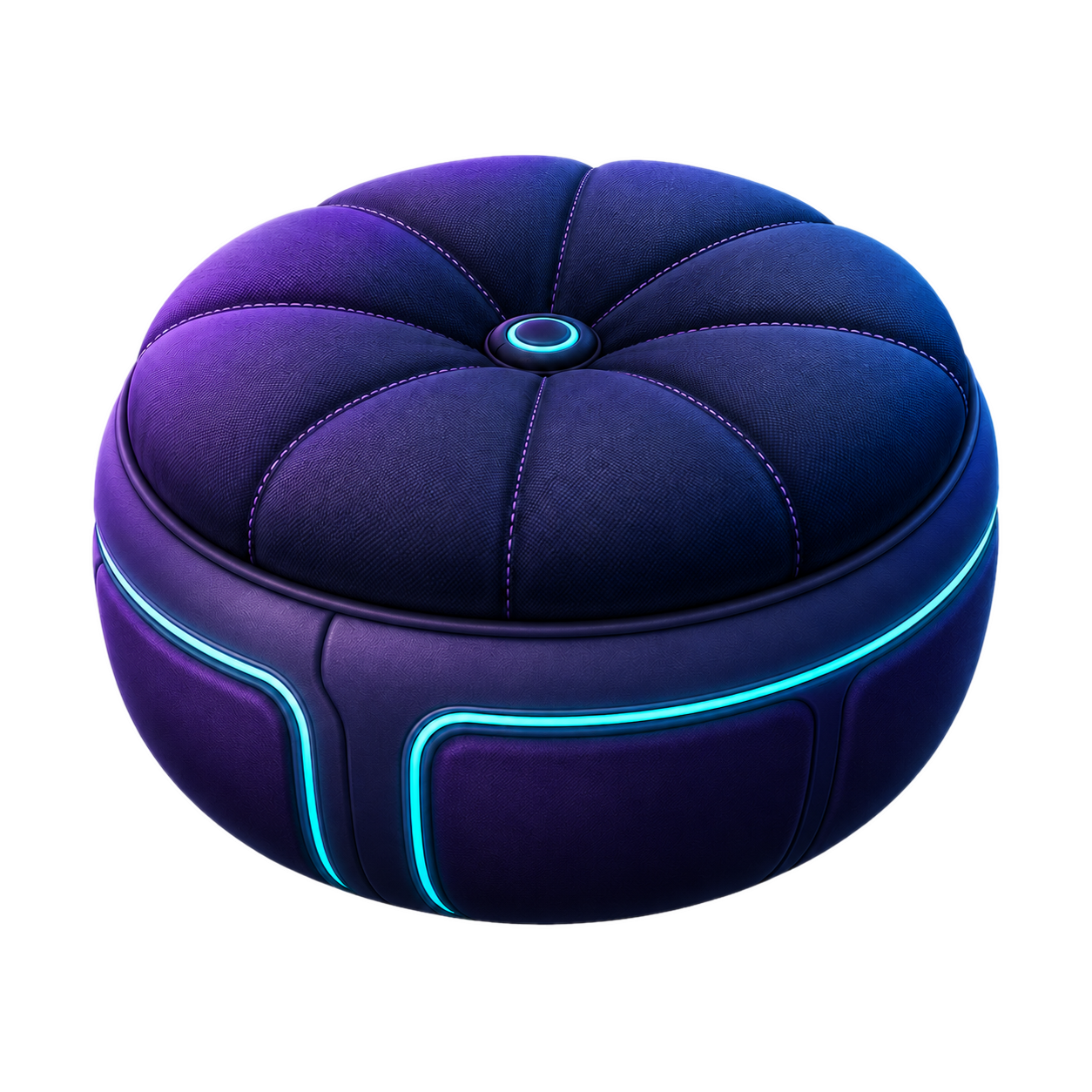 Neon-trimmed velvet pouf
