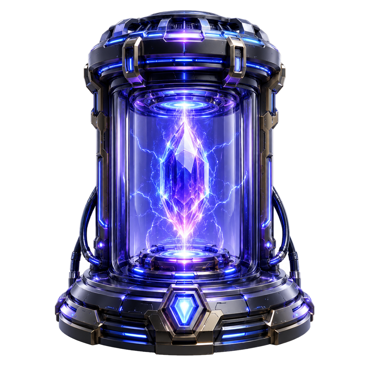 Energy core station with glowing crystal