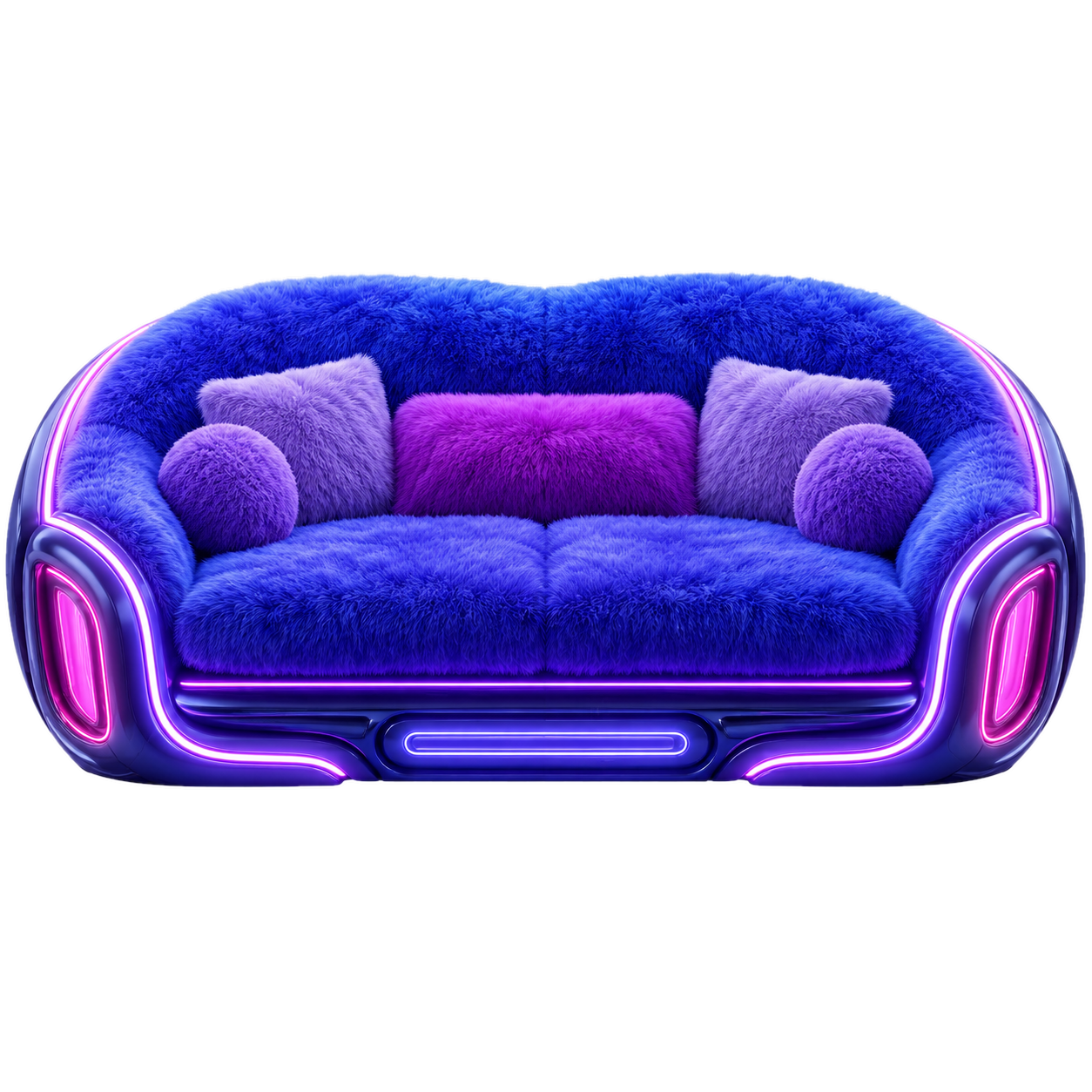 Plush neon-lit modern sofa